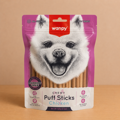 تشویقی سگ ونپی پاف استیک با طعم مرغ ۱۰۰ گرم