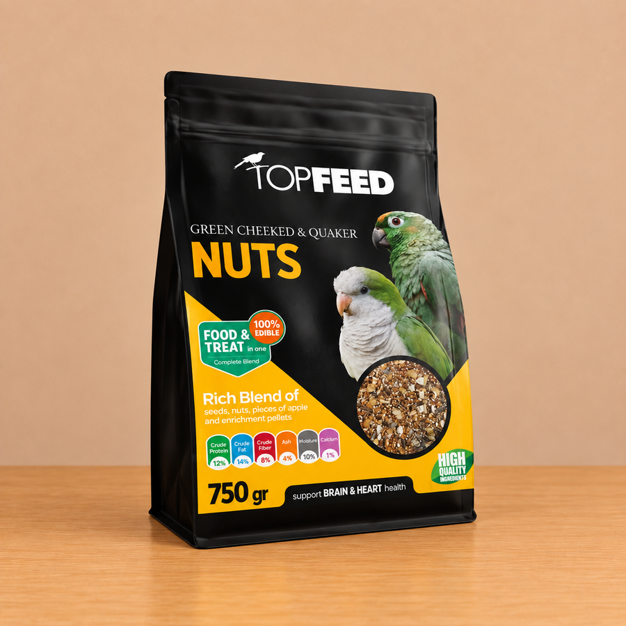 خوراک آجیلی گرین چیک و کواکر تاپ فید Green Cheeked & Quaker ۷۵۰ گرم
