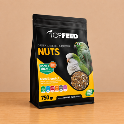 خوراک آجیلی گرین چیک و کواکر تاپ فید Green Cheeked & Quaker ۷۵۰ گرم